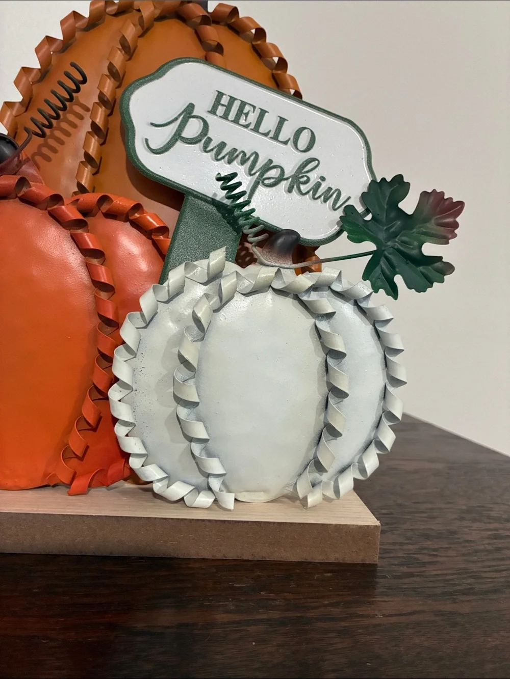 Fall Pumpkin Trio Table Decor - Orange & White